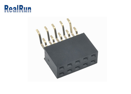 connettore ad angolo retto femminile dell'oro di fila PA6T 2x5P SMT dell'incavo 2 dell'intestazione di 2.54mm