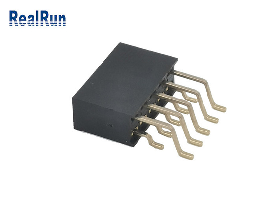 connettore ad angolo retto femminile dell'oro di fila PA6T 2x5P SMT dell'incavo 2 dell'intestazione di 2.54mm