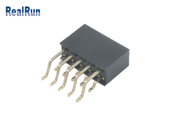 connettore ad angolo retto femminile dell'oro di fila PA6T 2x5P SMT dell'incavo 2 dell'intestazione di 2.54mm