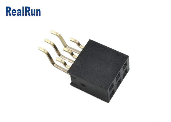 L'oro d'ottone timbrato di Pin Female Socket Header SMT di totale 6 del terminale 2x3p ha placcato PA6T