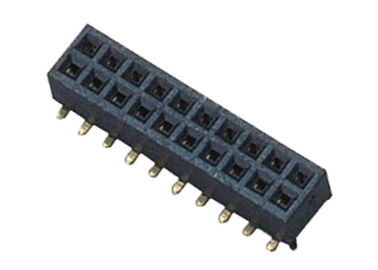 Due tipo femminile colore di SMT del passo del connettore 1.27mm dell'intestazione di Pin di fila 22 del nero