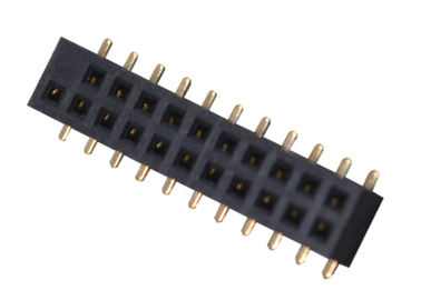 Due tipo femminile colore di SMT del passo del connettore 1.27mm dell'intestazione di Pin di fila 22 del nero