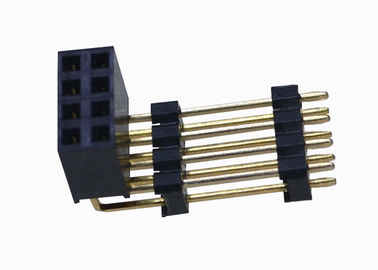 plastica doppia del connettore di Pin di fila dell'intestazione femminile ad angolo retto di 2.54mm tre