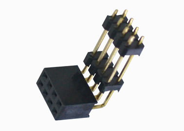 plastica doppia del connettore di Pin di fila dell'intestazione femminile ad angolo retto di 2.54mm tre