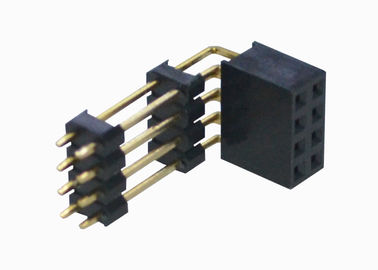 plastica doppia del connettore di Pin di fila dell'intestazione femminile ad angolo retto di 2.54mm tre