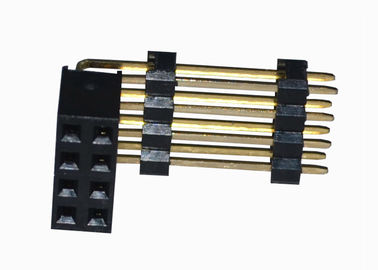 plastica doppia del connettore di Pin di fila dell'intestazione femminile ad angolo retto di 2.54mm tre