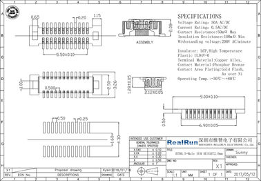 connettore dell'intestazione del PWB di CC 500V di Pin del connettore 24 del passo PA6T BTB di 0.5A 0.5mm