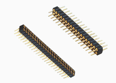 Il connettore nero diritto dell'intestazione di Pin della femmina 2,54 millimetri si raddoppia fila 180 gradi