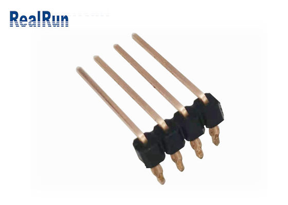 Singolo connettore del PWB THT di misura di stampa della curvatura UL94V-0 di Pin Header 90° di fila di PA6T 4P