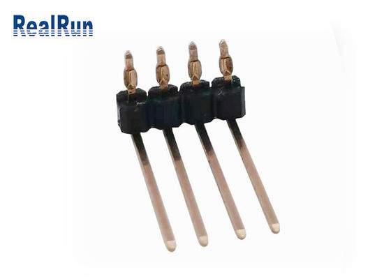 Singolo connettore del PWB THT di misura di stampa della curvatura UL94V-0 di Pin Header 90° di fila di PA6T 4P