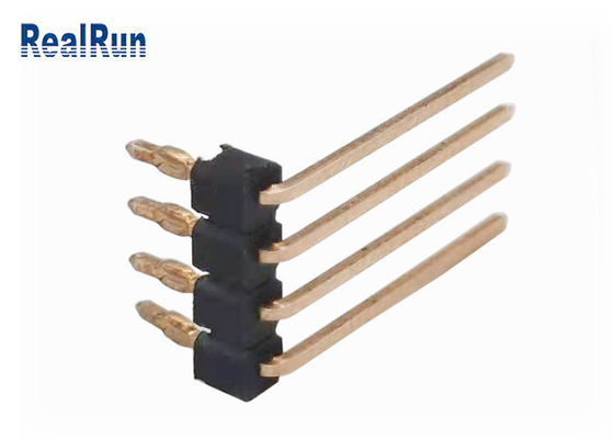 Singolo connettore del PWB THT di misura di stampa della curvatura UL94V-0 di Pin Header 90° di fila di PA6T 4P