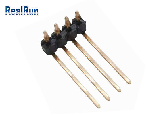 Singolo connettore del PWB THT di misura di stampa della curvatura UL94V-0 di Pin Header 90° di fila di PA6T 4P