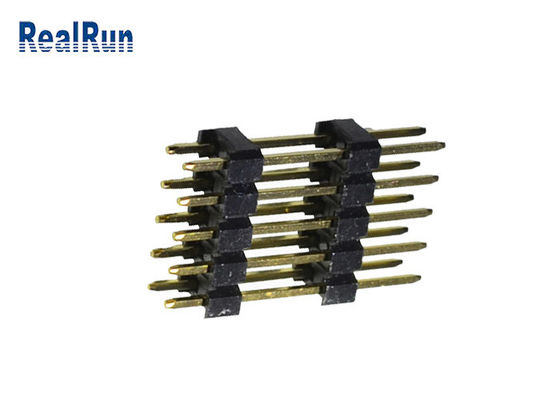 SGS d'ottone di fila 2.54mm di 0.75A PBT Pin Header Connecto UL94V-0 doppio