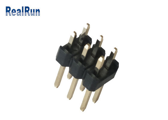 diritto della IMMERSIONE di 3.0A 6P doppio di Pin Header Black PA6T del passo maschio dell'ottone 2.54mm
