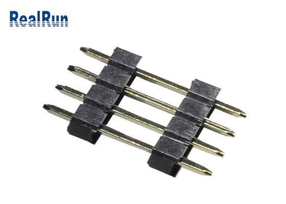Fila doppia diritta 4P Pin Header del nero del PWB 2,54 millimetro Pin Header PA6T
