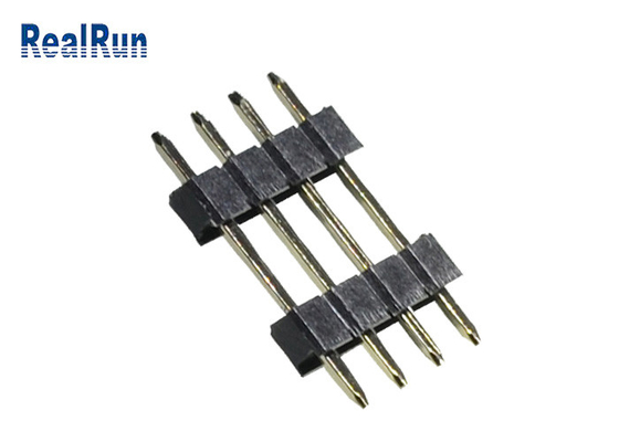 Fila doppia diritta 4P Pin Header del nero del PWB 2,54 millimetro Pin Header PA6T