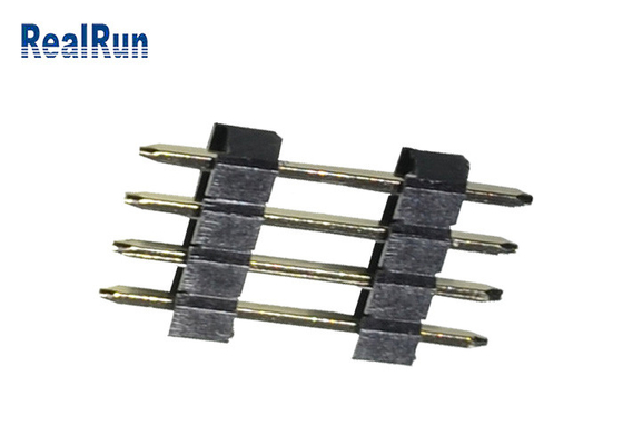 Fila doppia diritta 4P Pin Header del nero del PWB 2,54 millimetro Pin Header PA6T