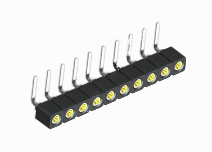 16 angolo retto femminile rotondo nero di fila del connettore 1.27mm dell'intestazione di Pin singolo