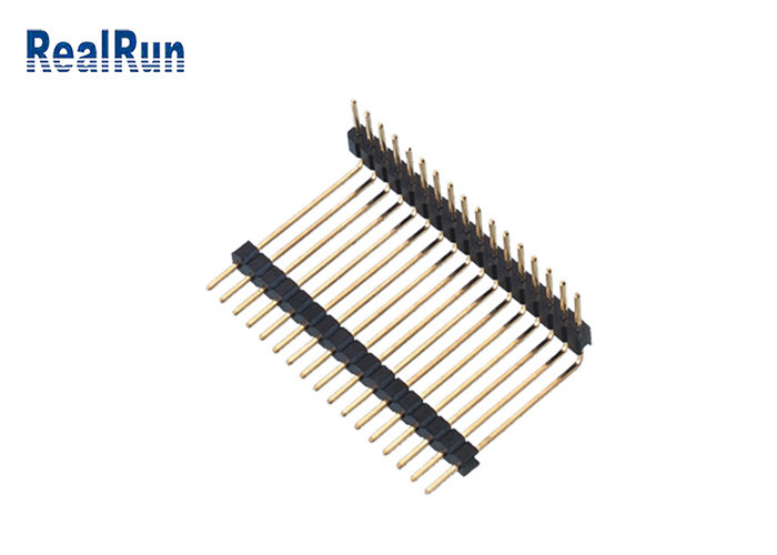 PA6T 2,54 17P Pin Header Connector oro ad angolo retto della immersione da 90 gradi ha placcato la plastica doppia